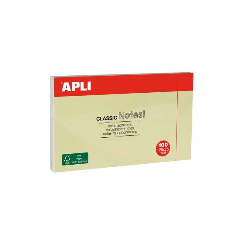 Apli Classic Blocco di 100 note adesive 125 x 75 mm - Giallo