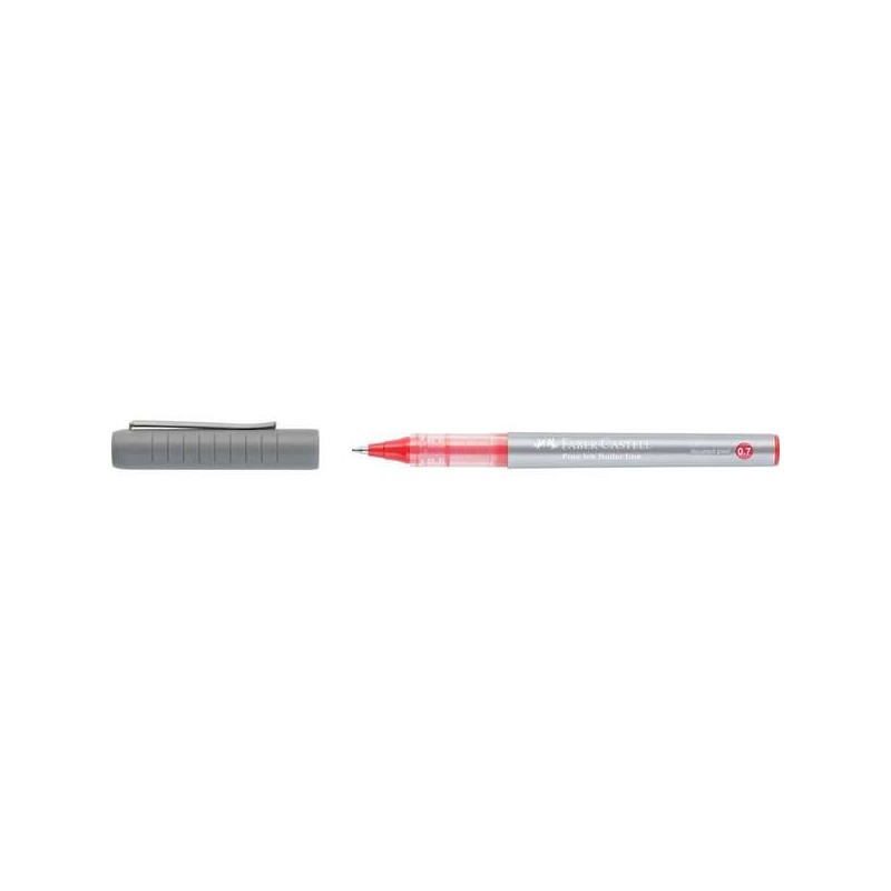 Penna a sfera Faber-Castell Roller Free Ink - Punta conica 0.7 mm - Riga fine - Clip in metallo - Colore rosso