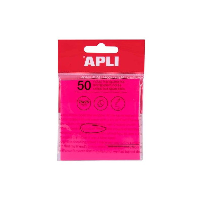 Apli Transparent Sticky Notes - 50 fogli 75x75mm - Per scrivere senza perdere la visibilità del testo o dell'immagine -