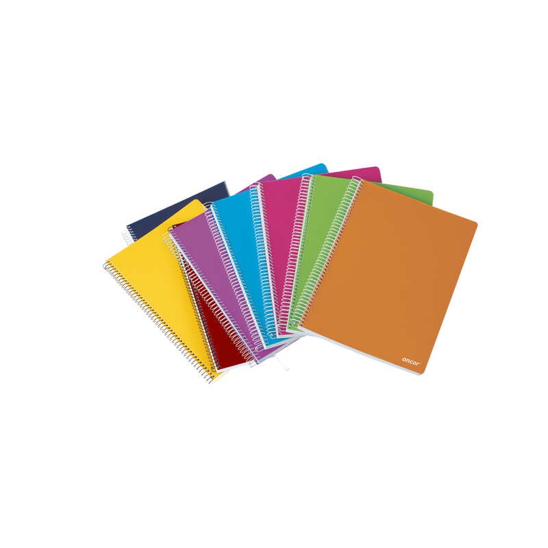 Ancor Classic Stripes Spiral Notebook Folio Size Gridded 4x4mm - 80 fogli 90gsm - Copertina in plastica - Colori assorti