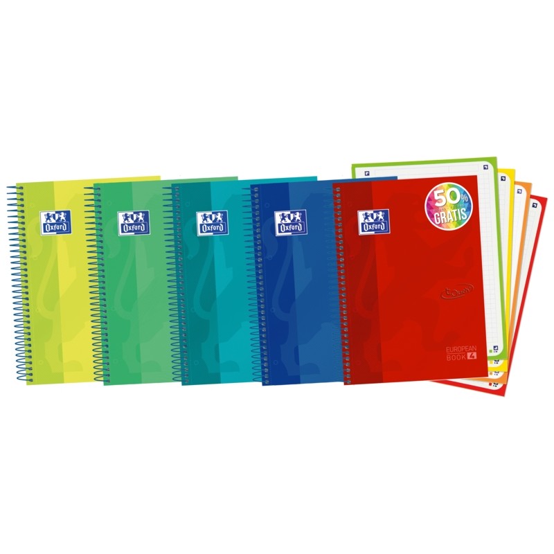 Oxford School Touch A5+ Europeanbook - Copertina rigida - 120 fogli colorati - Griglia 5x5 - Oxford School Touch A5+ Eur