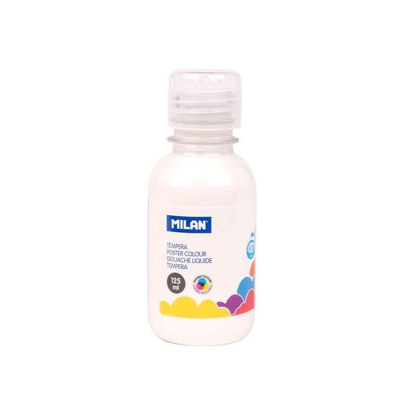 Tempera Milano 125ml - 125ml - Tappo dosatore - Asciugatura rapida - Miscelabile - Colore bianco