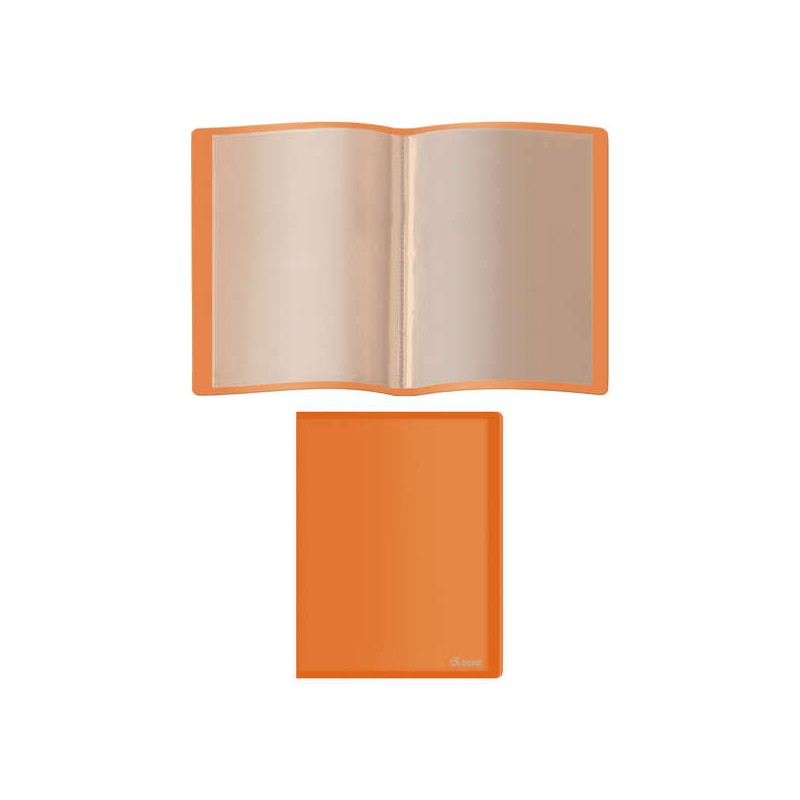 Cartella Dohe con 10 tasche A4 - Copertina flessibile in polipropilene - Tasche trasparenti saldate - Colore arancione