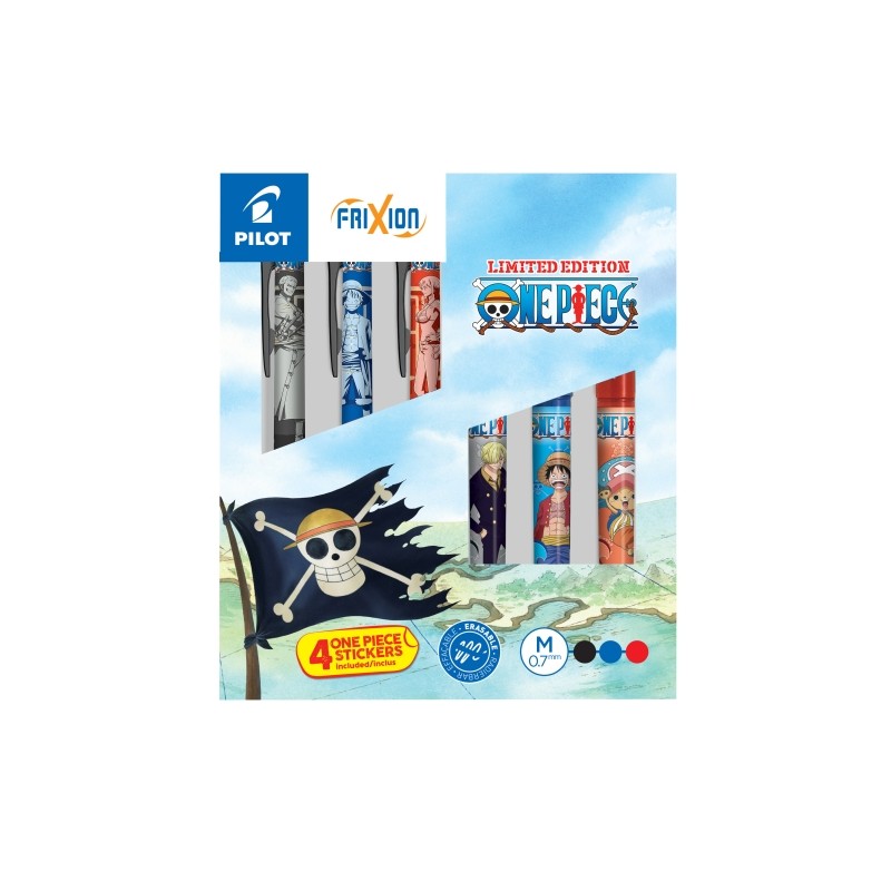 Scatola da collezione Pilot One Piece con 3 penne Frixion Ball + 3 penne Frixion Ball Plus + 4 adesivi in omaggio - Canc