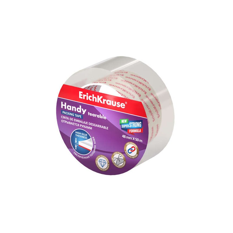 Erichkrause Nastro a mano 48mmx50m - Forte e resistente - Trasparente