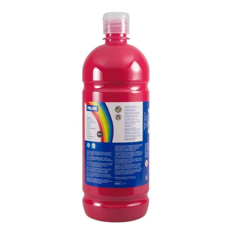 Tempera Milano 1000ml - Tappo dosatore - Asciugatura rapida - Miscelabile - Colore Magenta