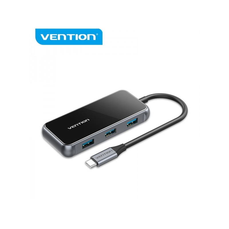 Vention HUB 5 in 1 da USB-C a USB3.0*4/PD - 0.15 m - Colore grigio pianoforte