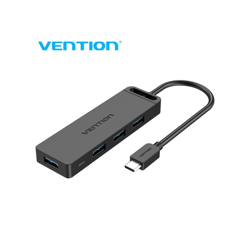 Vention Hub USB C 4 porte - Alta velocità 5 Gbps - Compatibile con OTG - Ampia compatibilità - Colore nero