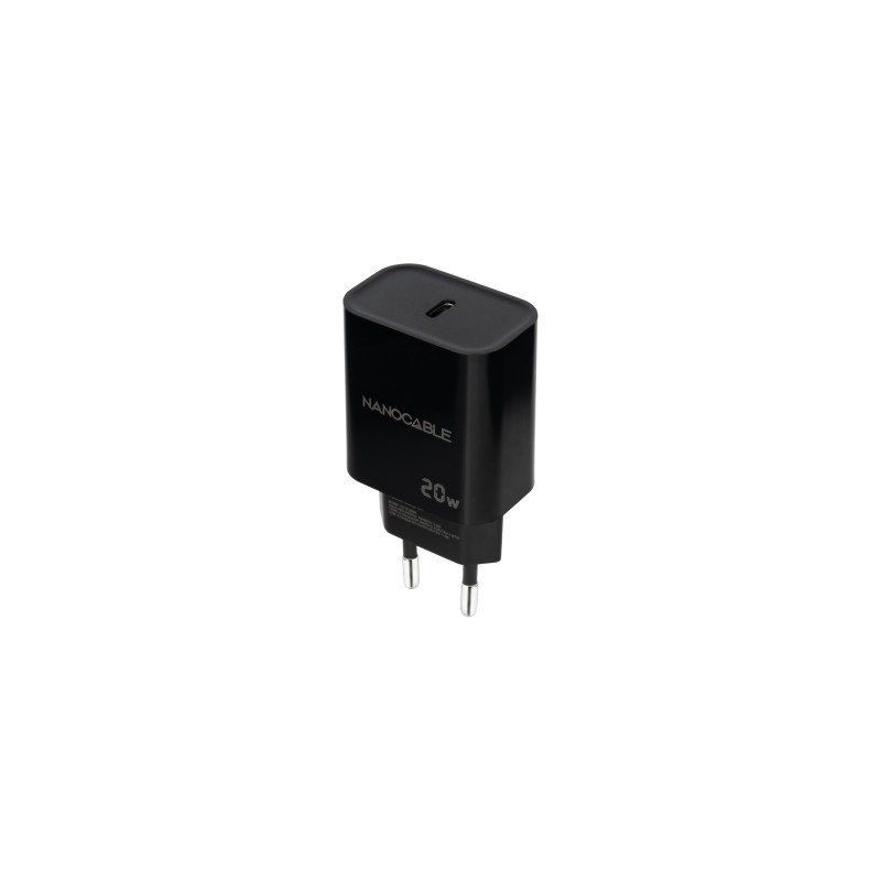 Caricabatterie da parete USB-C/PD Nanocable 20W - Nero