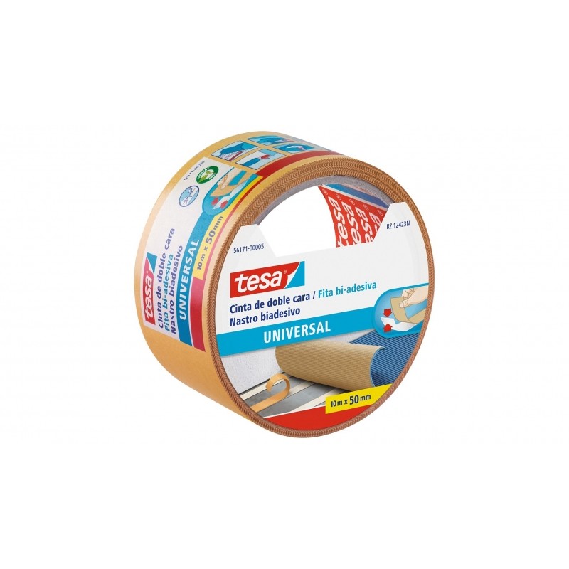 Nastro biadesivo universale Tesa 50 mm x 10 metri - Per fissare tappeti su varie superfici - Per l'artigianato e la deco