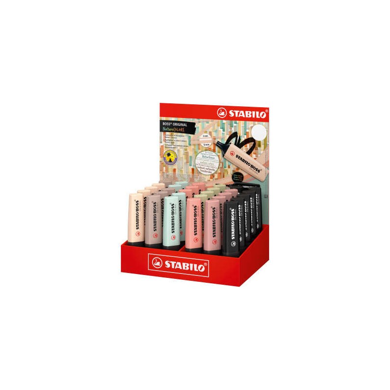 Stabilo Boss Naturecolors Display di 30 pennarelli - da 2 a 5 mm - Inchiostro a base d'acqua - Colori terra di Siena. be