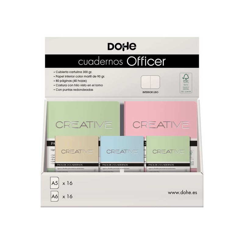Dohe Notebook Stand Officer - Formato A5 e A6 - Copertina in cartoncino da 300g - Copertina in rilievo - Angoli arrotond