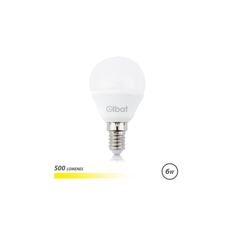 Elbat LED Lampadina G45 6W 500LM E14 Luce Calda - 3000K - Colore Bianco