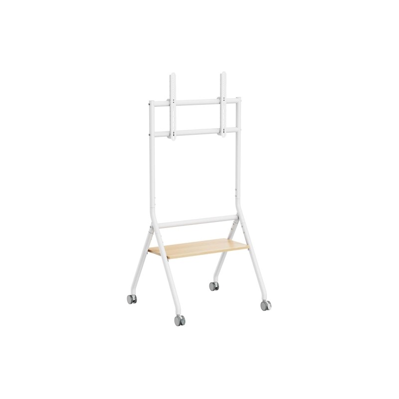 Aisens ECO Supporto da pavimento con rotelle - 1 vassoio per schermo interattivo/TV 80kg da 37-86 - Colore bianco/legno
