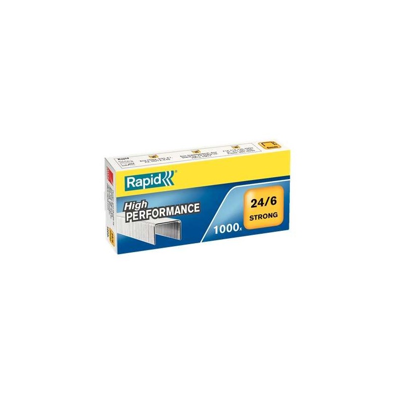 Scatola di 1000 graffette Rapid Strong 24/6 - Fino a 30 fogli - Filo zincato rinforzato - Perno da 6 mm