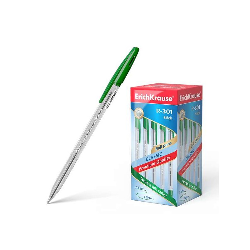 Penna a sfera Erichkrause R-301 - Penna a sfera 1.0 mm - Tratto 0.5 mm - Inchiostro ad asciugatura rapida - Fusto traspa