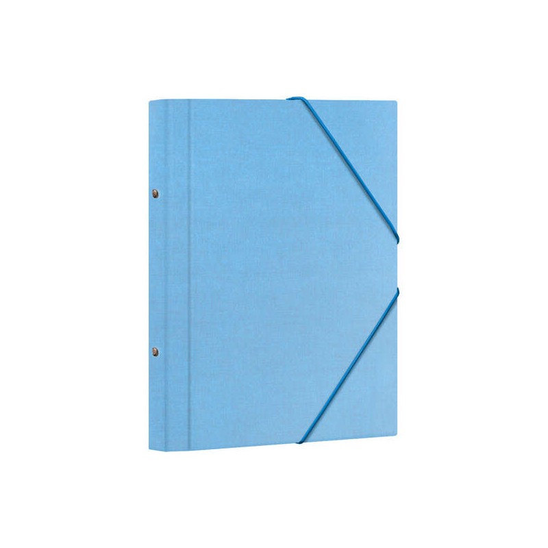 Cartella Dohe a 12 scomparti - Formato Folio - Cartone laminato - Chiusura con fascette di gomma - Colore azzurro