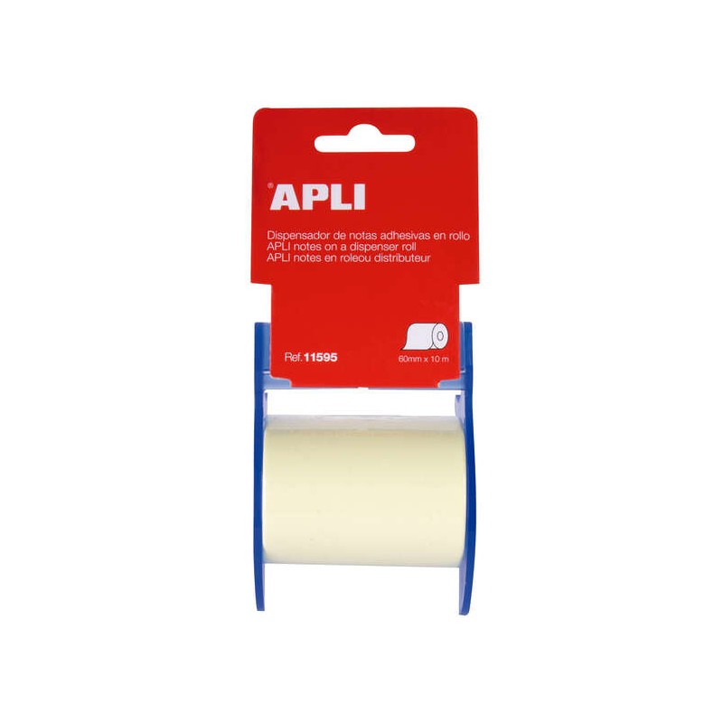 Rotolo di note adesive Apli con dispenser - Rotolo di 60mmx10m - Facile da usare - Adesivo di qualità - Colore note gia