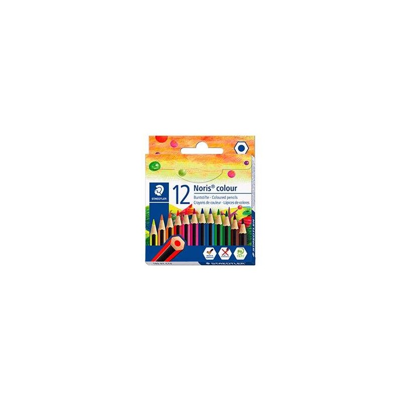 Staedtler Noris Colour 185 Confezione da 12 matite colorate esagonali - Resistenti agli urti - Materiale Wopex - Colori 