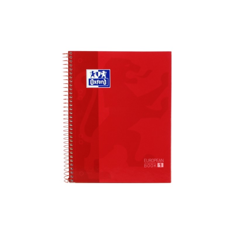 Oxford School Classic A5+ Europeanbook - Copertina rigida - Griglia 5x5 - 80 fogli - Rosso - Oxford School Classic A5+ E