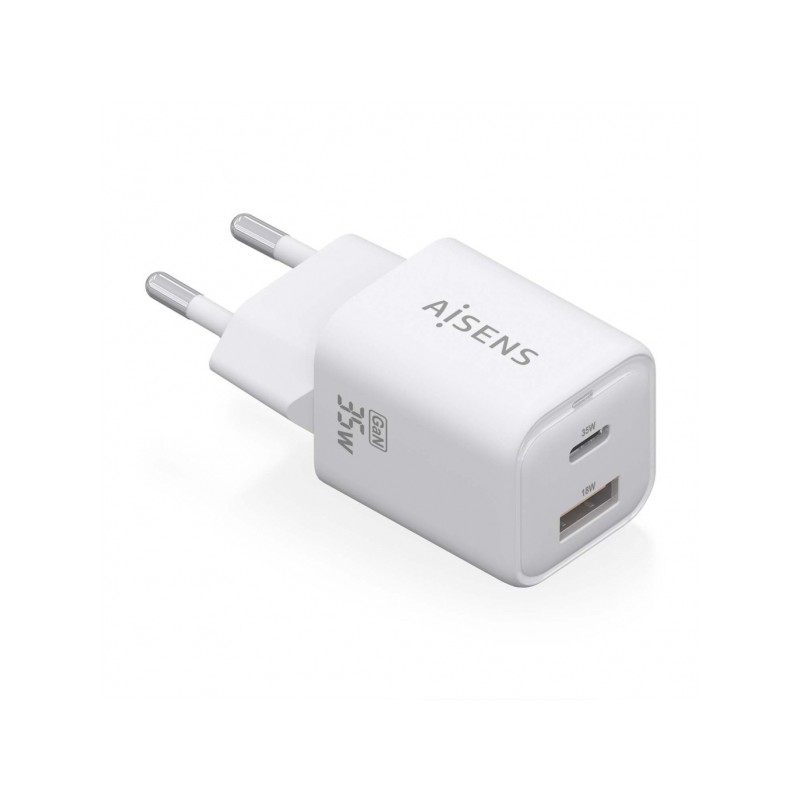 Caricatore Aisens USB-C 35W - Alta efficienza energetica - Tecnologia AI per la ricarica rapida - Protezioni multiple - 