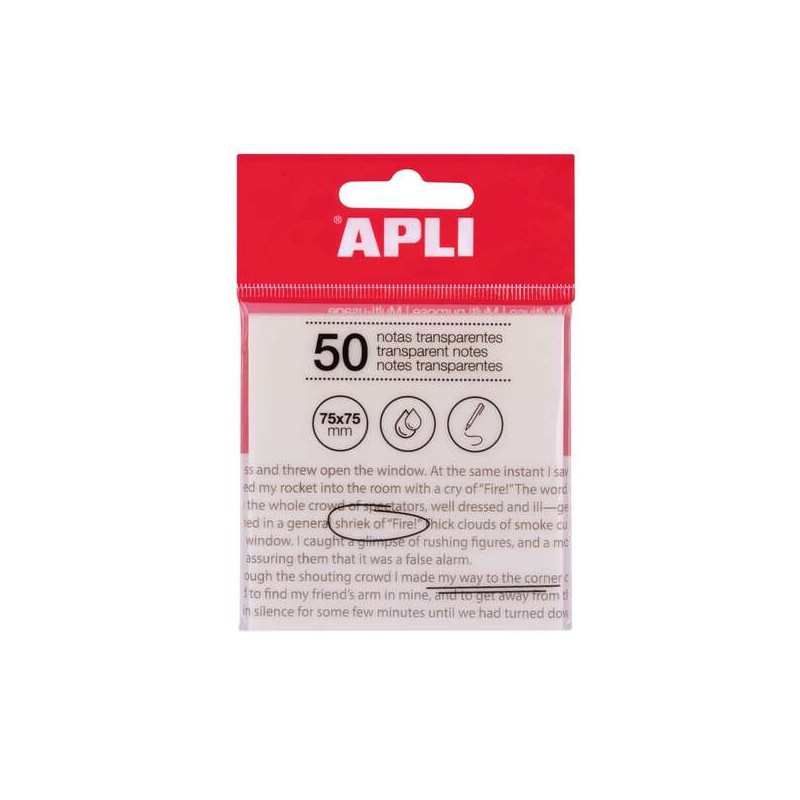 Apli Blocco di 50 note adesive trasparenti 75x75 mm - Per scrivere senza perdere la visibilità del testo o dell'immagin
