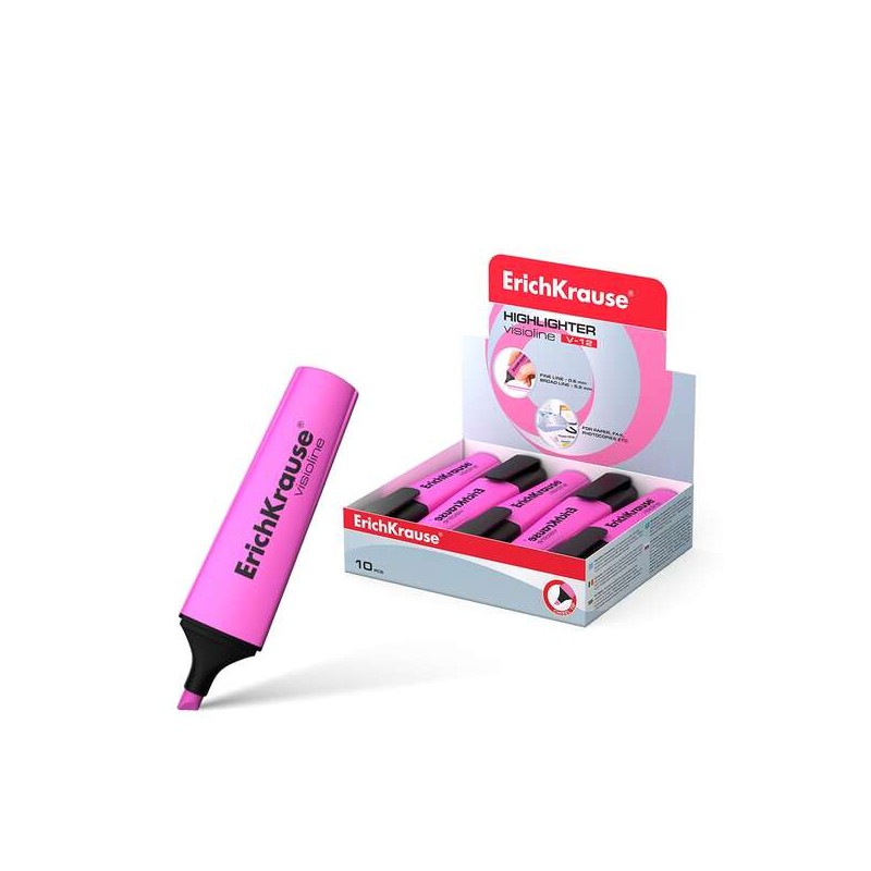 Erichkrause Visioline V-12 Highlighter - Punta smussata - Inchiostro a base d'acqua - Colore rosa