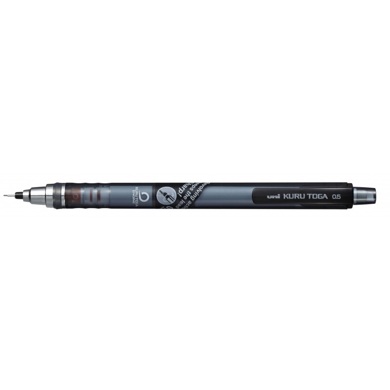 Matita meccanica Uni-ball Kuru Toga M5-450T - Larghezza linea 0.5 mm - Sistema a torsione - Gomma a pulsante - Colore ne