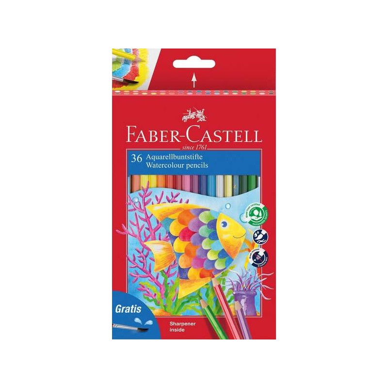 Matite acquerellabili Faber-Castell Classic Colour Confezione da 36 matite colorate esagonali acquerellabili + pennello 