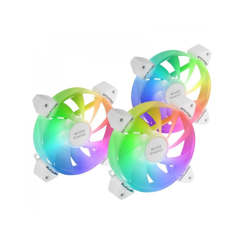 Mars Gaming MF-3A ARGB Fan Kit - Illuminazione a 360° senza cornice - Effetti arcobaleno ARGB - Funzionamento ultra sil