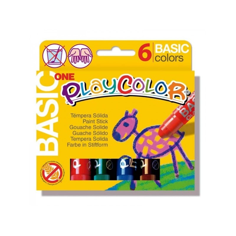 PlayColor Basic One 6 confezioni di tempera solida - Non si sgualcisce la carta - Non serve acqua - Appositamente per us