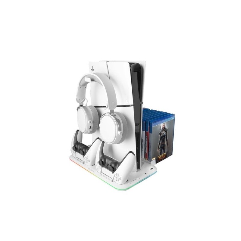 Mars Gaming MPS5-B2 Supporto multifunzionale per PS5 - Doppia ricarica - Raffreddamento silenzioso - Illuminazione RGB -