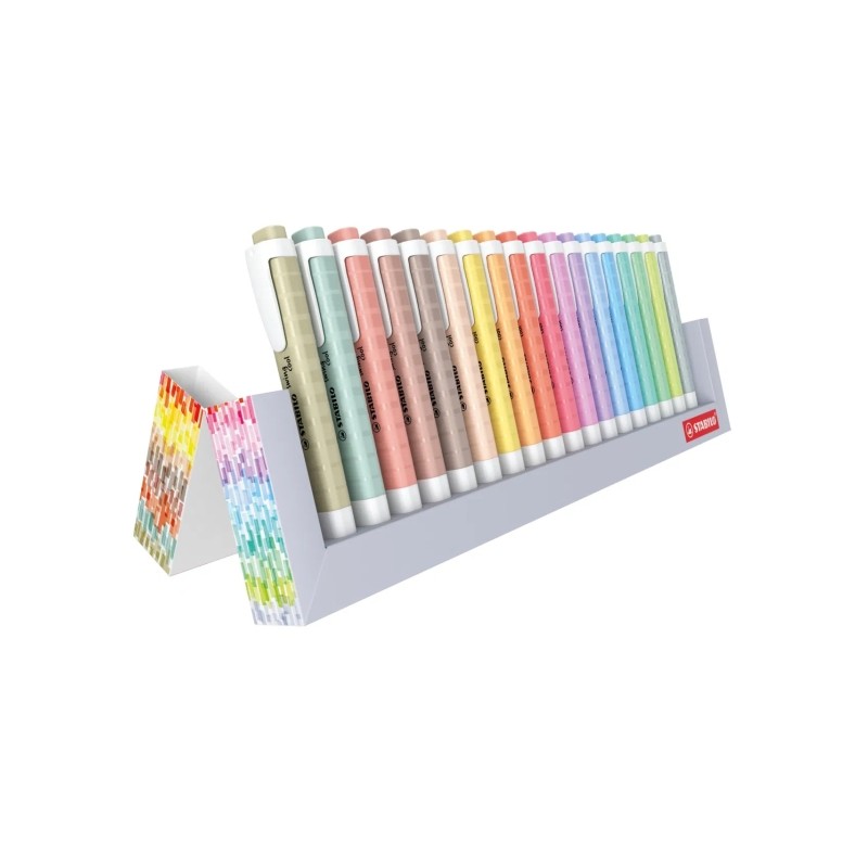 Stabilo Swing Cool Set da tavolo di 18 pennarelli fluorescenti - Corpo piatto - Punta smussata - Linea da 1 a 4 mm - Inc