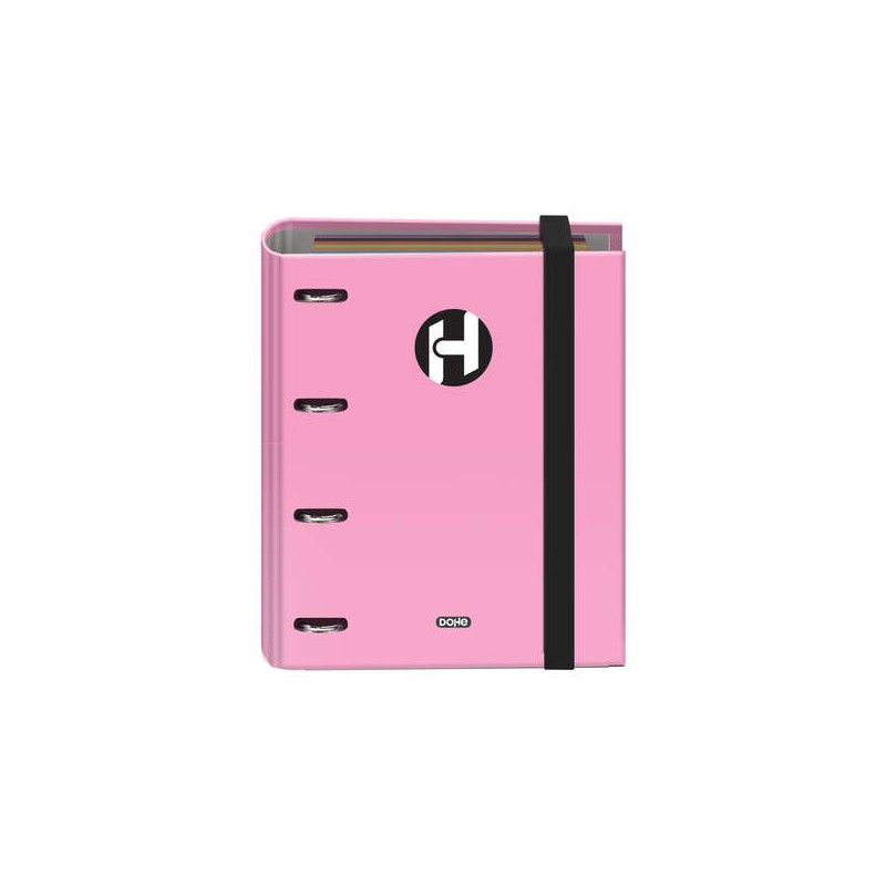 Dohe Icon Series 4 Ring Binder formato A5 con 4 fori perforati - 4 Hole Punch - 4 Hole Punch - Chiusura con elastico - R