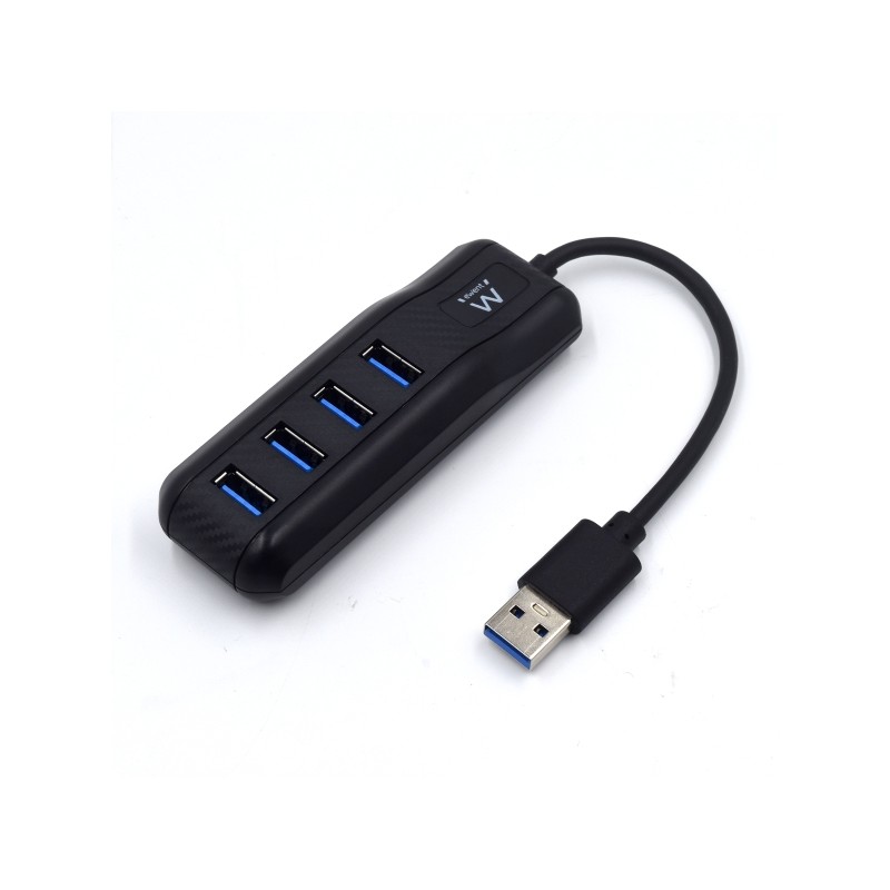 Ewent EW1138 Hub 4 porte USB 3.2 - Lunghezza cavo 15 cm - Velocità di trasferimento max 5Gps - Colore nero