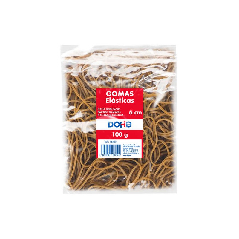 Elastici Dohe - Lunghezza 6cm - In lattice ad alta resistenza ed elasticità - Sacchetto da 100gr.