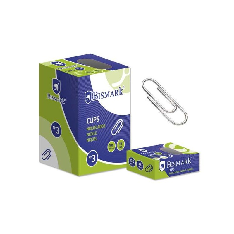 Confezione da 100 clip Bismark n. 3 42 mm - Nichelato