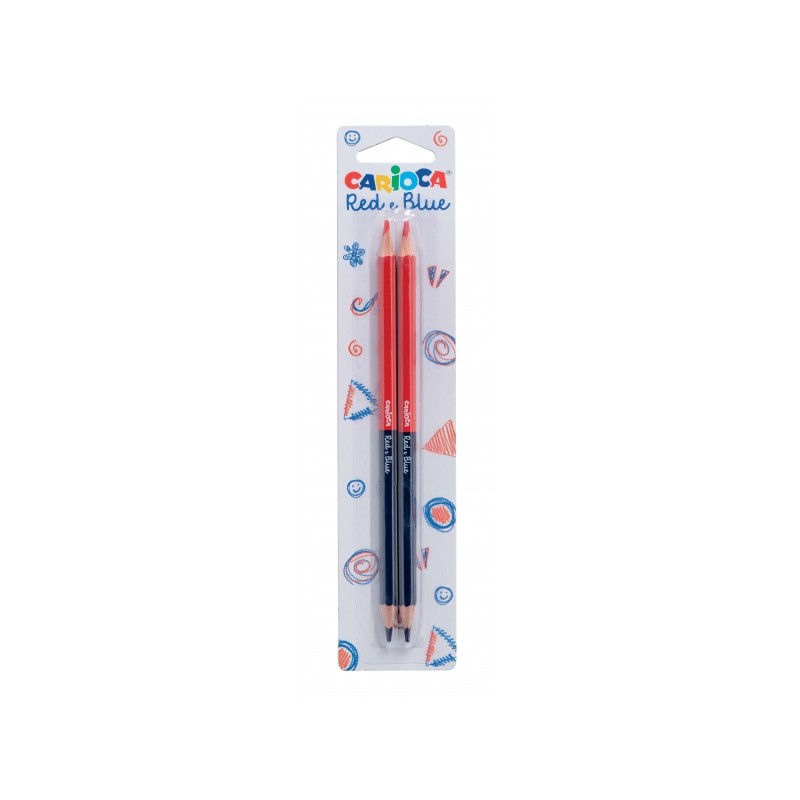 Blister di 2 matite Carioca - Fusto esagonale laccato - Mina Ø 3.5 mm - Colore blu/rosso