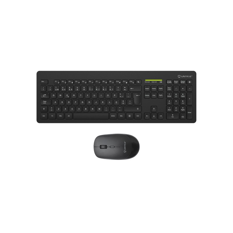 Unykach MK212 Pro Slim Wireless Keyboard Pack 108 tasti a membrana + mouse wireless 1600dpi. 3 pulsanti. uso ambidestro 