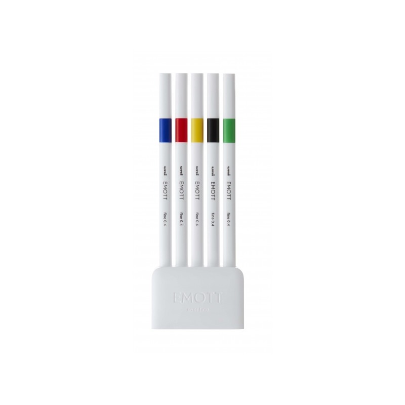 Uni-ball PEM-SY Set Nº1 Emott Vivid Colours Confezione da 5 pennarelli a tratto fine - Punta da 0.4 mm - Inchiostro a b