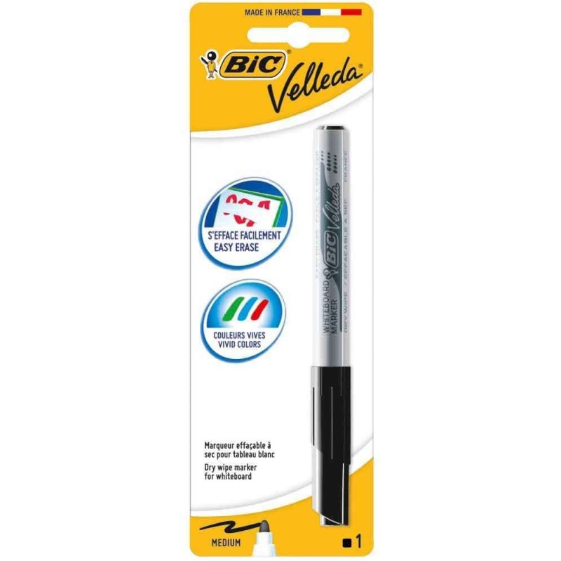 Bic Velleda 1741 Marcatore per lavagne bianche - Punta 4.5 mm - Tratto 1.4 mm - Inchiostro a base di acetone - Cancellaz