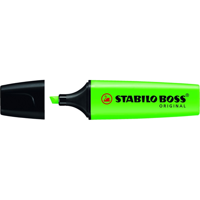 Stabilo Boss 70 Pennarello evidenziatore - Da 2 a 5 mm - Ricaricabile - Inchiostro a base d'acqua - Colore verde fluores