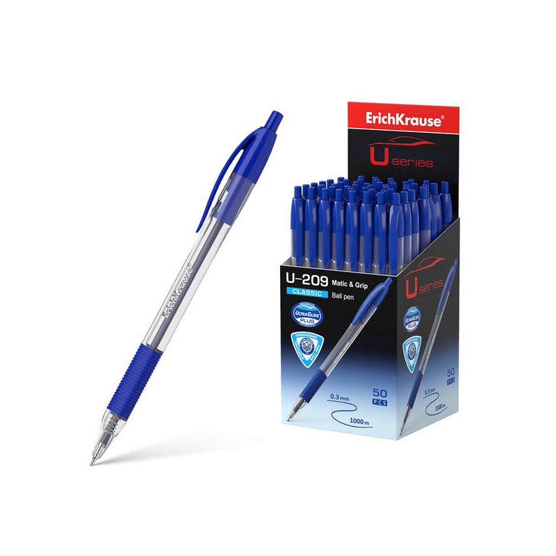 Erichkrause Penna a sfera automatica U-209 Classic MaticeGrip - Tecnologia Ultra Glide - Inchiostro blu