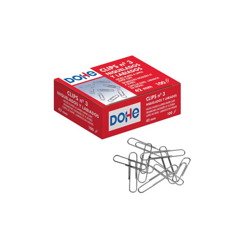 Dohe Confezione da 100 clip a labbro Nº3 42 mm - Nichelato