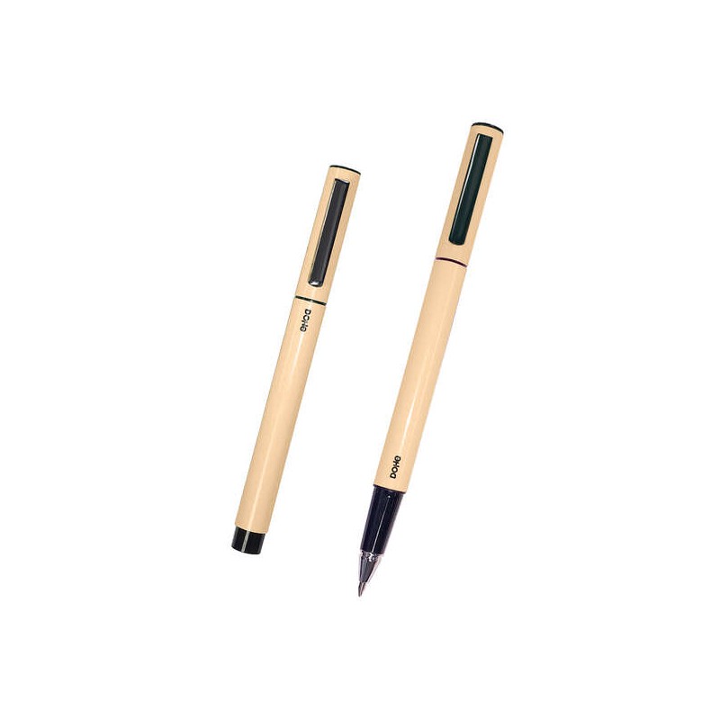 Penne a sfera leggere in metallo Dohe - Fusto ovale giallo - Scorrimento ergonomico e perfetto - Cappuccio con clip - Re