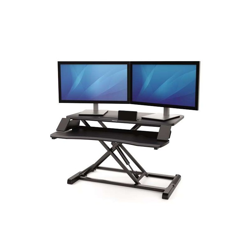 Fellowes Sit-Stand Corsive Workstation - Sistema a molla a gas - Ampia piattaforma superiore - Piattaforma inferiore per
