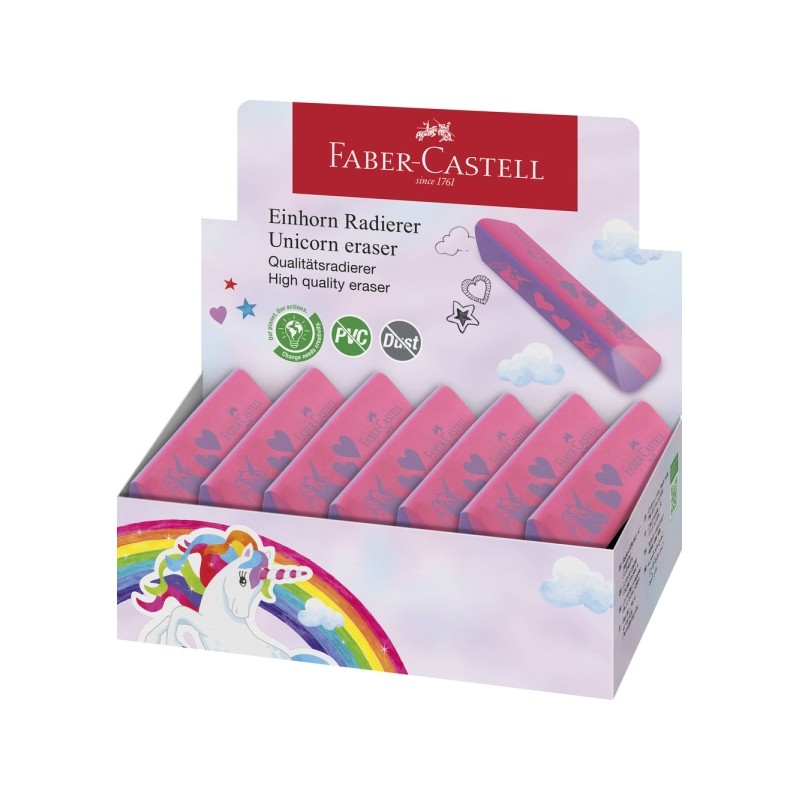 Gomma Faber-Castell Unicorn senza PVC - Forma triangolare ergonomica - Senza residui - Gomma facile e pulita