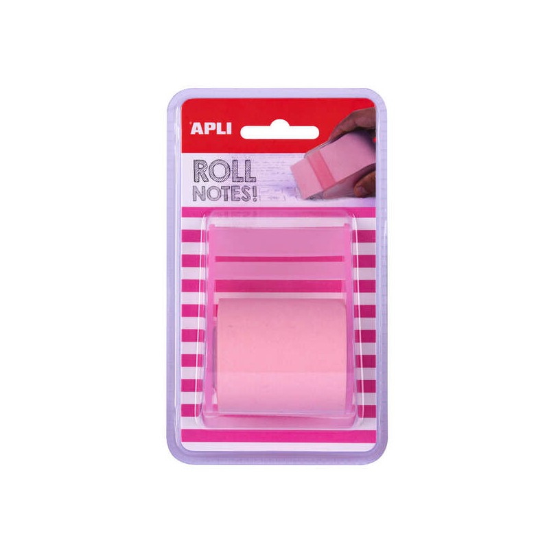 Rotolo dispenser per note adesive Apli 50 mm x 8 m - Facile da usare - Adesivo di qualità - Design ergonomico - Rosa pa
