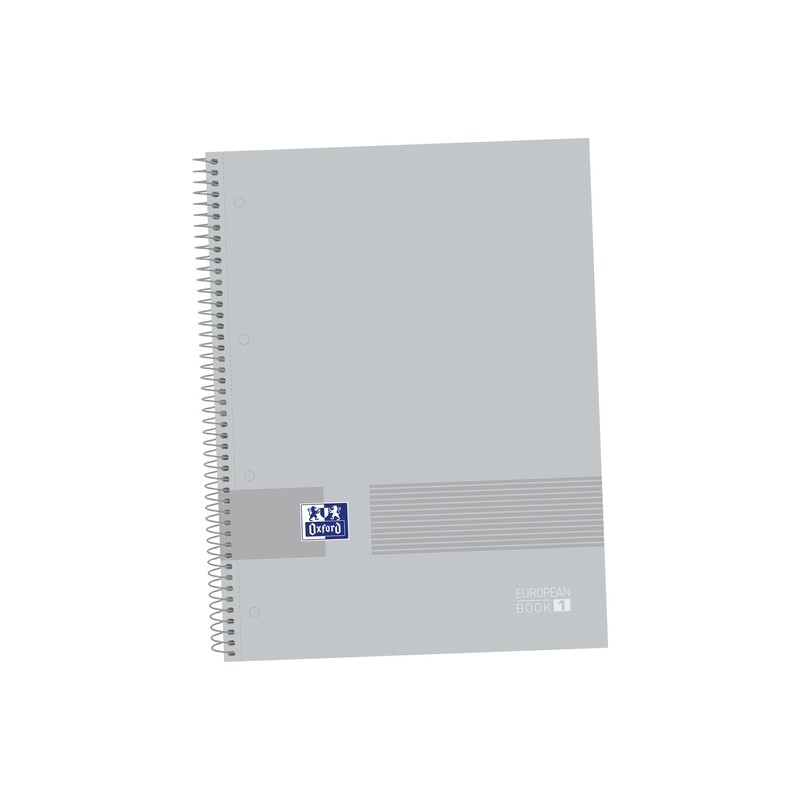 Oxford e You A4+ Europeanbook - Copertina rigida - 80 fogli - Griglia 5x5 - Grigio - Colore: Grigio