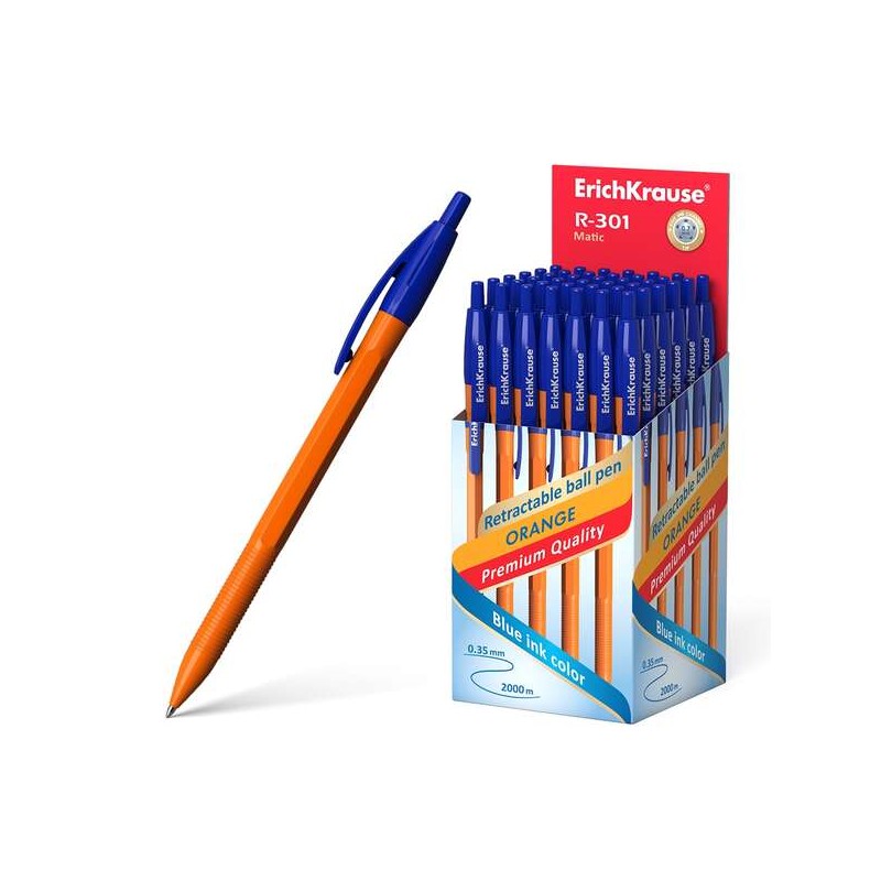Erichkrause R-301 Orange Matic Penna a sfera retrattile 0.7 mm - Fusto esagonale opaco - Inchiostro ad asciugatura rapid